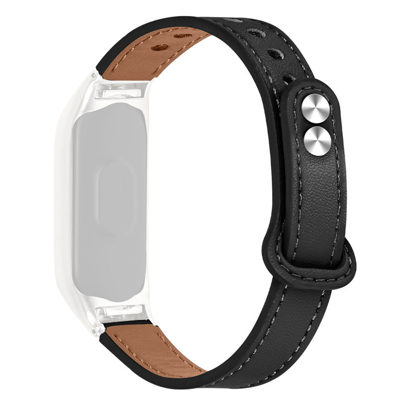 Top Layer Cowhide Strap for Xiaomi Mi Band 3 4 Double Rivet Design Wrist Band Replacement Black Watch Case Top Layer Cowhide Strap for Xiaomi Mi Band 3 4 Double Rivet Design Wrist Band Replacement Black Watch Case